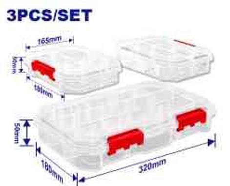3 Pcs Transparent Organizers Set, 2x S & 1x L Size, PP Plastic, Clear
